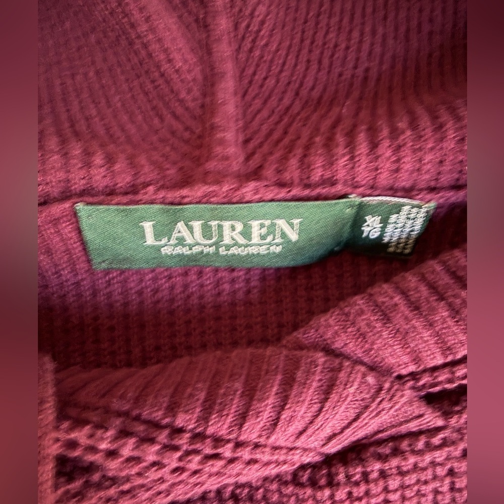 Ralph by Ralph Lauren Merlot Hooded Waffle Knit Sweater 100% Cotton Classic - Picture 5 of 6